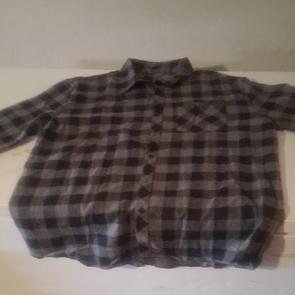 Men's Gray Plaid Flannel Shirt XL Casual - Picture 2 of 6